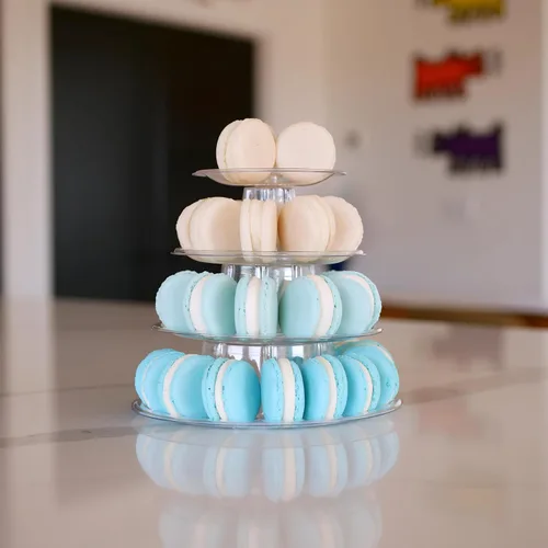 Vista 8 de Blue Macarons Surtido – Macarrones Baby Shower – It's a Boy – Juego de galletas francesas – Sin gluten – Hecho a mano por chefs franceses – Macaron