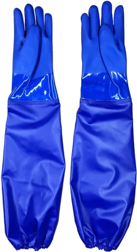 Long Water Proof Rubber Gloves with Cotton Lined, Elbow Length Chemical Resistant Gloves,Large