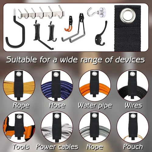 Vista 4 de Zkptops Organizador de cables de extensión, correas de almacenamiento resistentes, correas de gancho y bucle, accesorios de almacenamiento