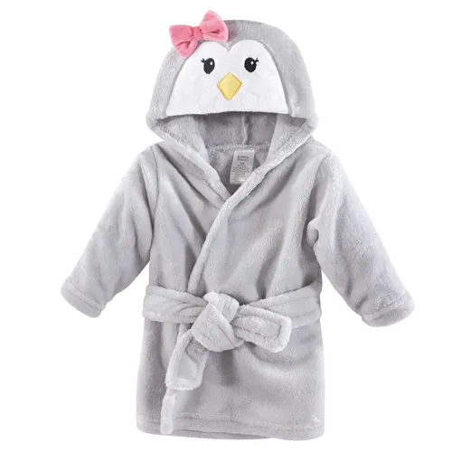 Luvable Friends Bata de baño unisex de felpa para bebé pingüino 0-9 meses