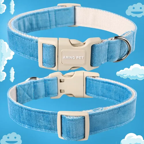 Vista 106 de Aring Pet Collar de algodón, ligero y ajustable, con hebilla de liberación rápida para perros pequeños, medianos y grandes, para cachorros, XS