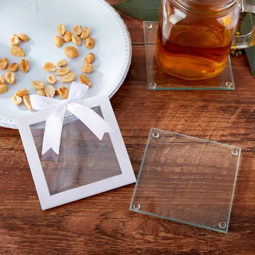 Vista 6 de Posavasos de cristal transparente para bebidas (juego de 12) Decoración del hogar o recuerdo de fiesta de bricolaje