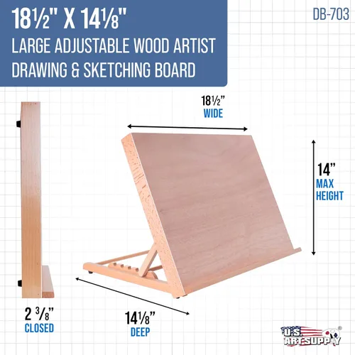Vista 2 de U.S. Art Supply Tablero de dibujo de madera A3 grande de 18-1/2 x 14-1/8