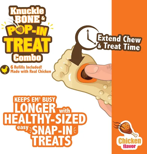 Vista 6 de Nylabone Juguete masticable de recambio Pop-In Treat, golosinas naturales para perros para dispensar golosinas, sabor a pollo, 30