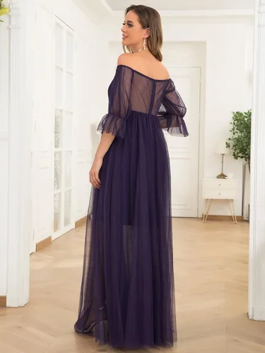Vista 2 de Ever-Pretty Vestido de maternidad de tul con hombros descubiertos para mujer para baby shower 20862-EY