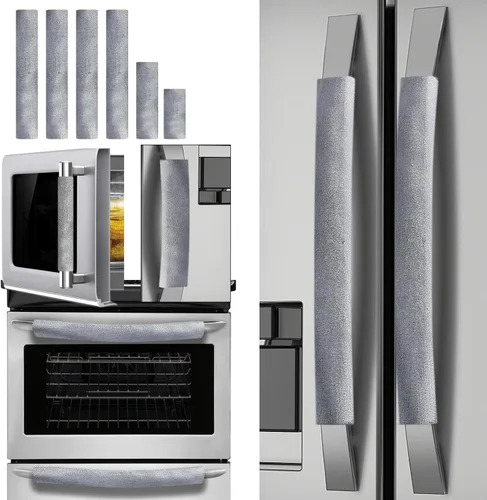 Vista 8 de Volecy - Juego de 6 fundas lavables de terciopelo para manijas de puerta de refrigerador, manija de electrodoméstico para refrigerador, microondas