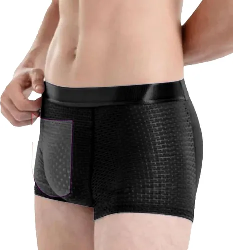 Vista 9 de Men's Silk Underwear, Soft Breathable Ice Silk Underwear for Men, Nylon Ice Silk Padded Men's Boxer Briefs, Elastic Boxers for Men, Men's Underwear