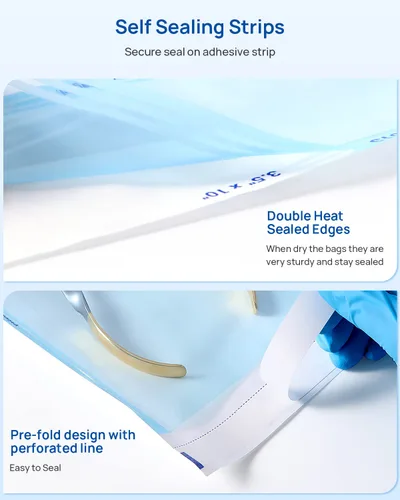 Vista 5 de JMU Bolsas de esterilización autosellantes 3.5 "x 10", bolsas de esterilización 200 por caja