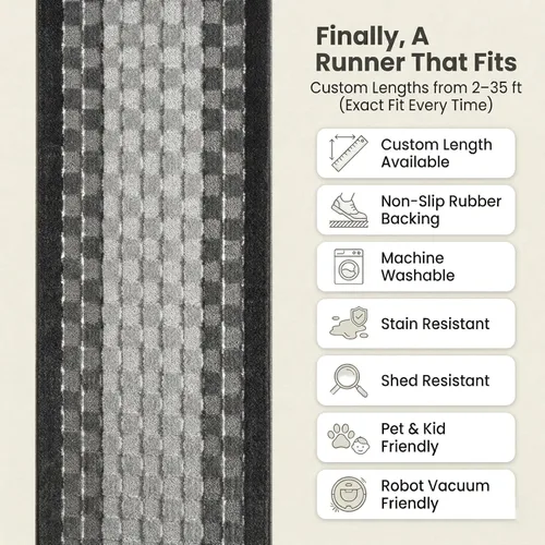 Vista 6 de Tapete de pasillo de corte personalizado, antideslizante, 66 cm. / 26 pulgadas de ancho x tu elección de largo.