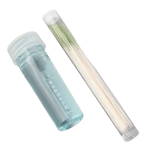 Vista 4 de Solución de limpieza de oídos perforada de 0.3 fl oz, limpiador de oídos, línea de limpieza de agujeros de oído, juego de hilo dental para cuidado