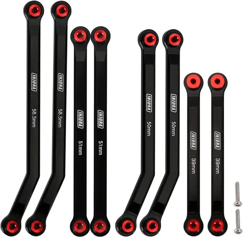 INJORA Juego de 4 eslabones delanteros de alta holgura para SCX24 C10 JLU Bronco Base Camp Axial 1/24 RC Crawler Car, 8 piezas (negro)