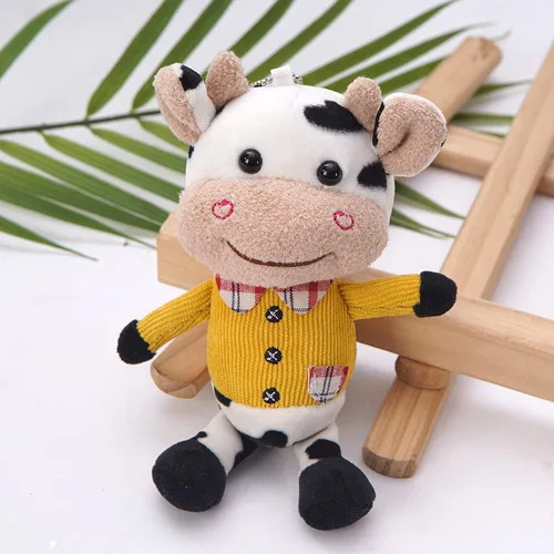 Vista 5 de 2 Pack Plush Cows Keychains for Women, Plush Bag Charm Stuffed Animal Car Key Chain Key Ring Pendant for Purse, Handbag Bag Decoration