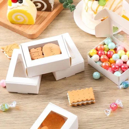 Vista 98 de Zonon 30 piezas de cajas de jabón para embalaje casero, mini cajas de regalo de papel kraft con ventana para panadería, caramelos, fabricación