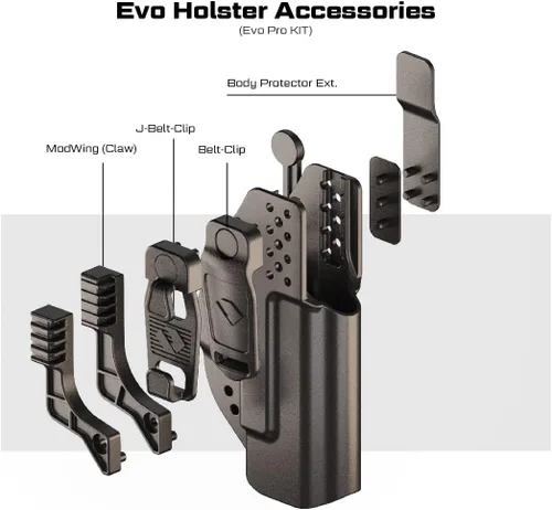 Vista 2 de Orpaz EVO G17 - Funda modular de rodamiento de luz compatible con ambidiestro Glock 17 con luz, funda de transporte doble que proporciona múltiples