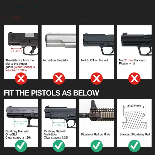 Vista 4 de SOLOFISH Low Profile Beams for Guns, Rechargeable Green/Blue/Red Beam for Pistol with Rail