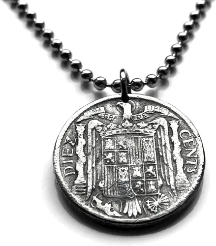 1940 España España 10 Cent moneda colgante escudo Español Madrid Barcelona Sevilla Granada Zaragoza Toledo Cádiz Tenerife Córdoba Valencia Málaga
