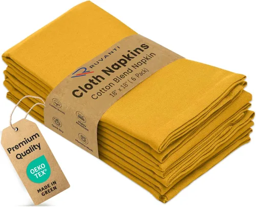 Vista 44 de Ruvanti Juego de 12 servilletas de tela de 18 x 18 pulgadas, lavables, suaves, duraderas, absorbentes, de mezcla de algodón, para hotel, almuerzo