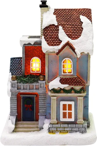 Vista 4 de MOMENTS IN TIME Christmas Village - Juego de 12 piezas, con luces LED, funciona con pilas (no incluidas)