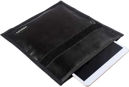 Vista 7 de Hodufy Faraday Bags 9.8 x 11 pulgadas, jaula Faraday ignífuga e impermeable, protector de llavero Faraday, emisión de señal de teléfono celular