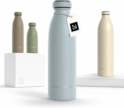 Vista 16 de LARS NYSØM Botella de agua aislada de acero inoxidable de 12 onzas, 17 onzas, 25 onzas, 34 onzas, 51 onzas, frasco térmico aislado para bebidas
