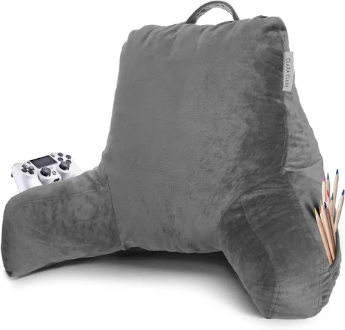 Vista 66 de Clara Clark - Almohada de lectura con espuma viscoelástica triturada, incluye 2 almohadas de soporte para el cuello y la zona lumbar, diseñada