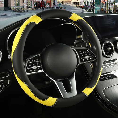 Vista 20 de Funda de cuero de microfibra en forma de D, transpirable, antideslizante, de 13.5 a 14 pulgadas, color negro