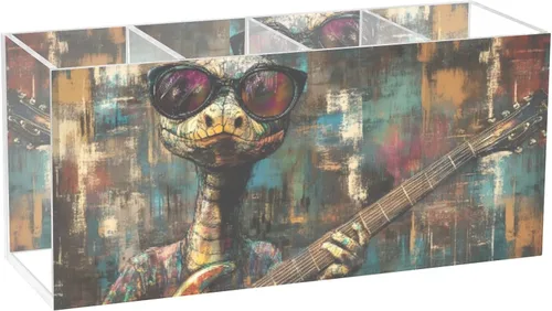 Acrylic Pen Holder Snake Guitar Sunglass 4 Compartments Funny Cute Cool Acrylic Pencil Pen Holder Cup