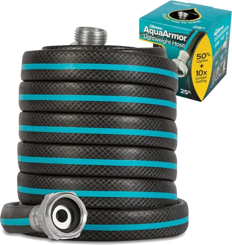 Gilmour AquaArmor Manguera de jardín, ligera, sin torceduras, segura para agua potable, 1/2 pulgadas x 25 pies