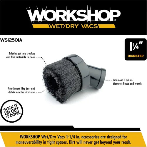Vista 3 de WORKSHOP Aspiradora para líquidos y polvo con cepillo para polvo de 1-1/4 pulgadas