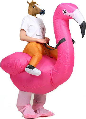 Disfraces inflables de Halloween de flamenco para cosplay, disfraces inflables para adultos y niños, talla L