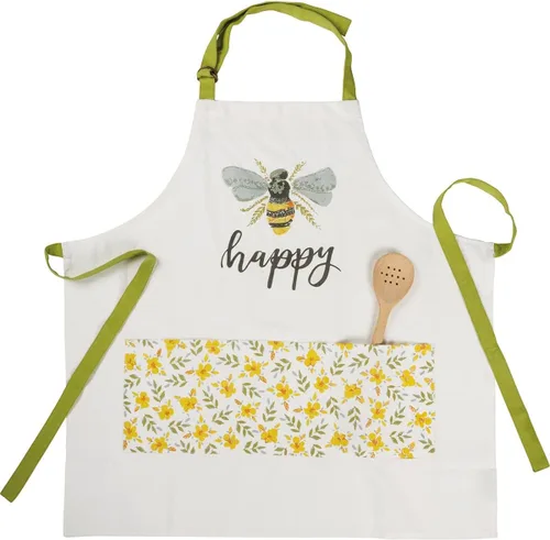 Primitives by Kathy Delantal con temática de abejas para mujer, blanco, talla única que se adapta a la mayoría, Blanco