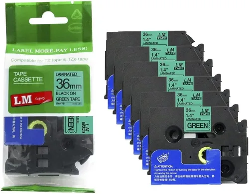 Vista 6 de 2/Pack LMe561 Premium 1.5" Black Print on Blue Label Tape, Compatible with Brother TZe-561 P-Touch Tape 36mm Laminated Replacement Label Tape.