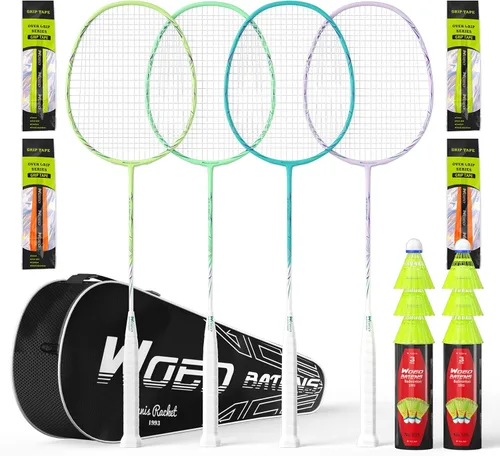 Vista 14 de Raquetas de bádminton profesionales de fibra de carbono para patios traseros y gimnasio