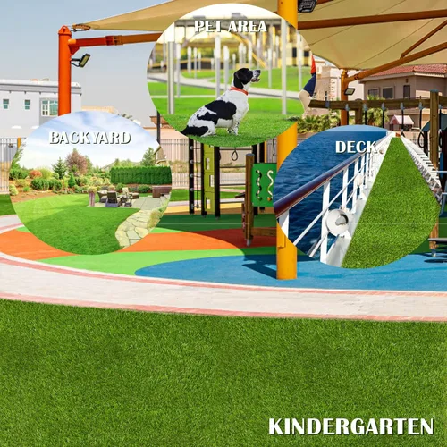 Vista 7 de ZGR Alfombra césped artificial de muchos tamaños de césped artificial, césped sintético, césped realista, 4 tonos/suave, con agujeros de drenaje