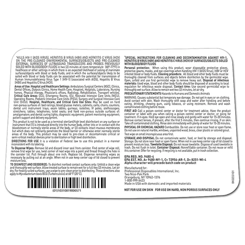 Vista 4 de PDI -Q55172 Desinfectante profesional de superficies desechables Super Sani-Cloth Wipes, 160 unidades - Morado