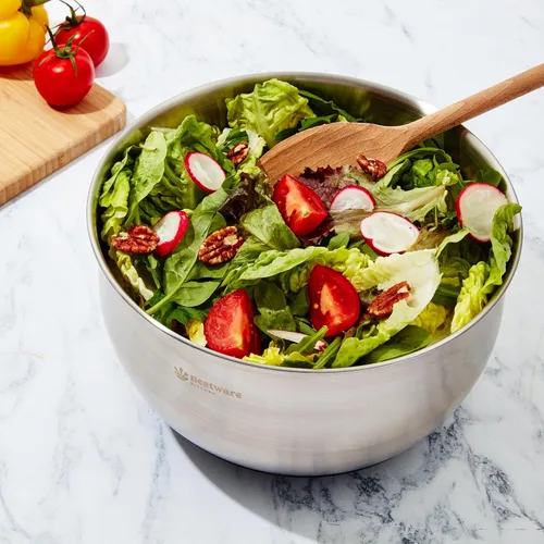 Vista 7 de Molinillo de ensalada de acero inoxidable, lechuga, secadora de verduras y frutas, capacidad de 5 litros, base antideslizante