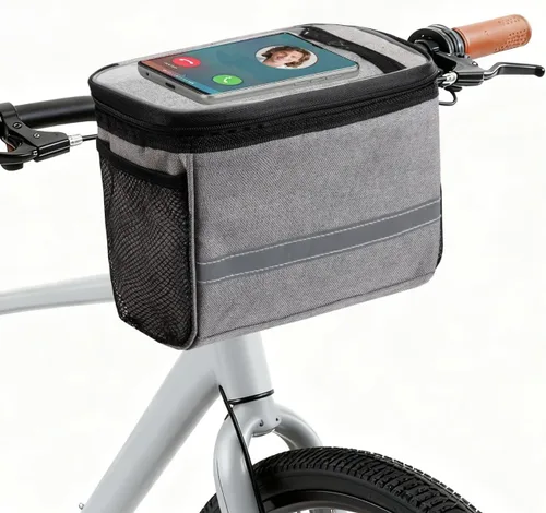 Bolsa para manubrio de bicicleta, cesta delantera con soporte para teléfono de bicicleta, bolsa enfriadora de bicicleta para niños, niñas, niños,