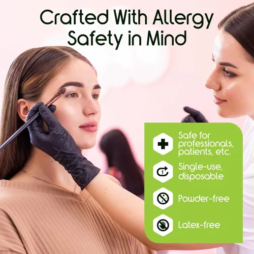 Vista 3 de Guantes de Nitrilo Negro Inspire LA CALIDAD ORIGINAL Guantes Negros Desechables Libres de Látex 4.5 Cocina