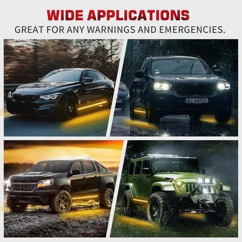 Vista 6 de Tira de luces estroboscópicas ámbar 2 en 1 de 70 pulgadas para camión, 864 luces LED de emergencia para estribos, luces de seguridad intermitentes