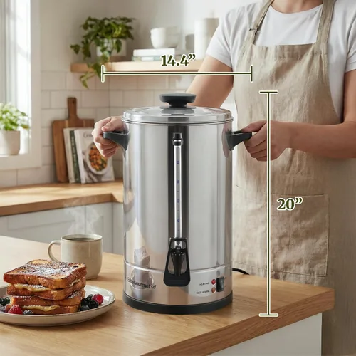 Vista 8 de Elite Gourmet Urna de café comercial de 100 tazas y caldera de agua caliente, aislada de doble pared, probada para mantener el café caliente durante