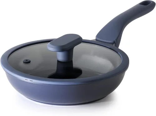 PRICUSIS Sartén antiadherente de cerámica con tapa, sartén de 8/10 pulgadas con mango Stay Cool, totalmente revestido, 100% apto para lavavajillas,