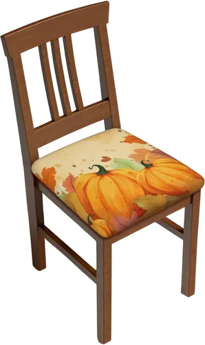 Juego de 2 fundas de asiento extraíbles para silla de comedor, calabazas de otoño, elásticas, para bodas, fiestas, fundas de cojín, decoración de