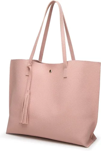 Vista 3 de Dreubea - Bolsa de piel sintética suave con borlas de gran capacidad