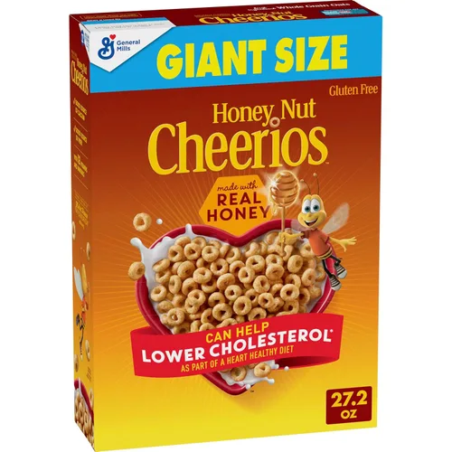 Vista 12 de Cereales para el desayuno Honey Nut Cheerios, cereales saludables para el corazón, sin gluten con avena integral, bolsa de valor, 32 onzas