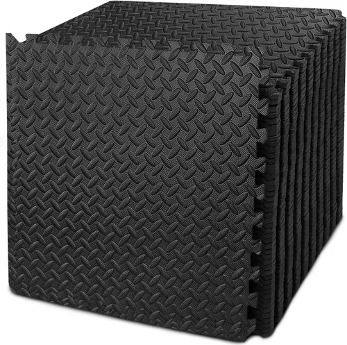 BEAUTYOVO Tapete de ejercicio tipo rompecabezas con 12/24/48 baldosas de espuma entrelazadas para gimnasio, baldosas de espuma EVA de 24'' x 24''