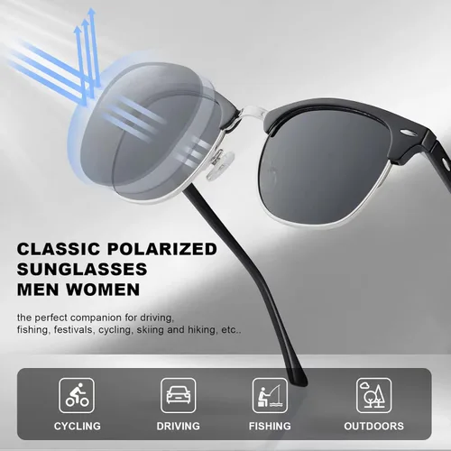 Vista 2 de Sunglasses MenMens Polarized Sunglasses for Men Women,Classic Semi-Rimless Sun Glasses
