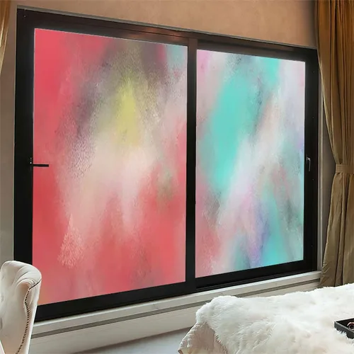 Vista 18 de Película de privacidad multicolor para ventana, adecuada para privacidad en hogares y oficinas para evitar la exposición al sol, película de vidrio