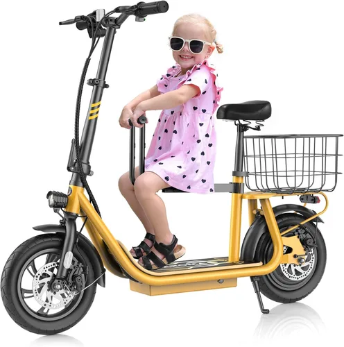 Vista 60 de Caroma Electric Scooter with Seat, Max 30 Miles Range&20MPH Speed, Peak 800/1200W Motor, Foldable Electric Scooter for Adults and Teens, Commuter E