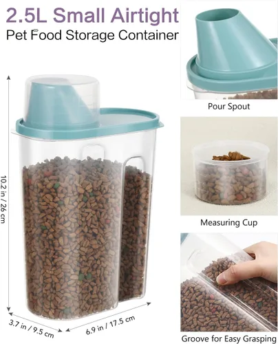 Vista 6 de ANVS Contenedor de Almacenamiento de Comida para Perros de 20 Libras Contenedor Plegable de Comida para Perros con Tapas Herméticas, Ruedas, Cuchara