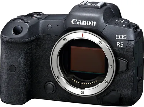 Vista 2 de Canon EOS R5 Cámara sin espejo (solo cuerpo), Cámara híbrida de marco completo, Video 8K, Sensor CMOS de 45 megapíxeles, Procesador de imagen DIGIC